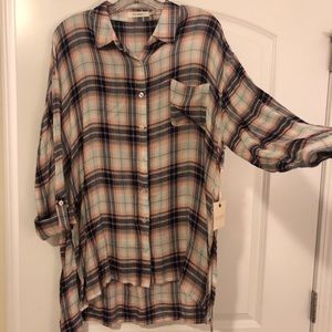 Navy/Peach Plaid Tunic